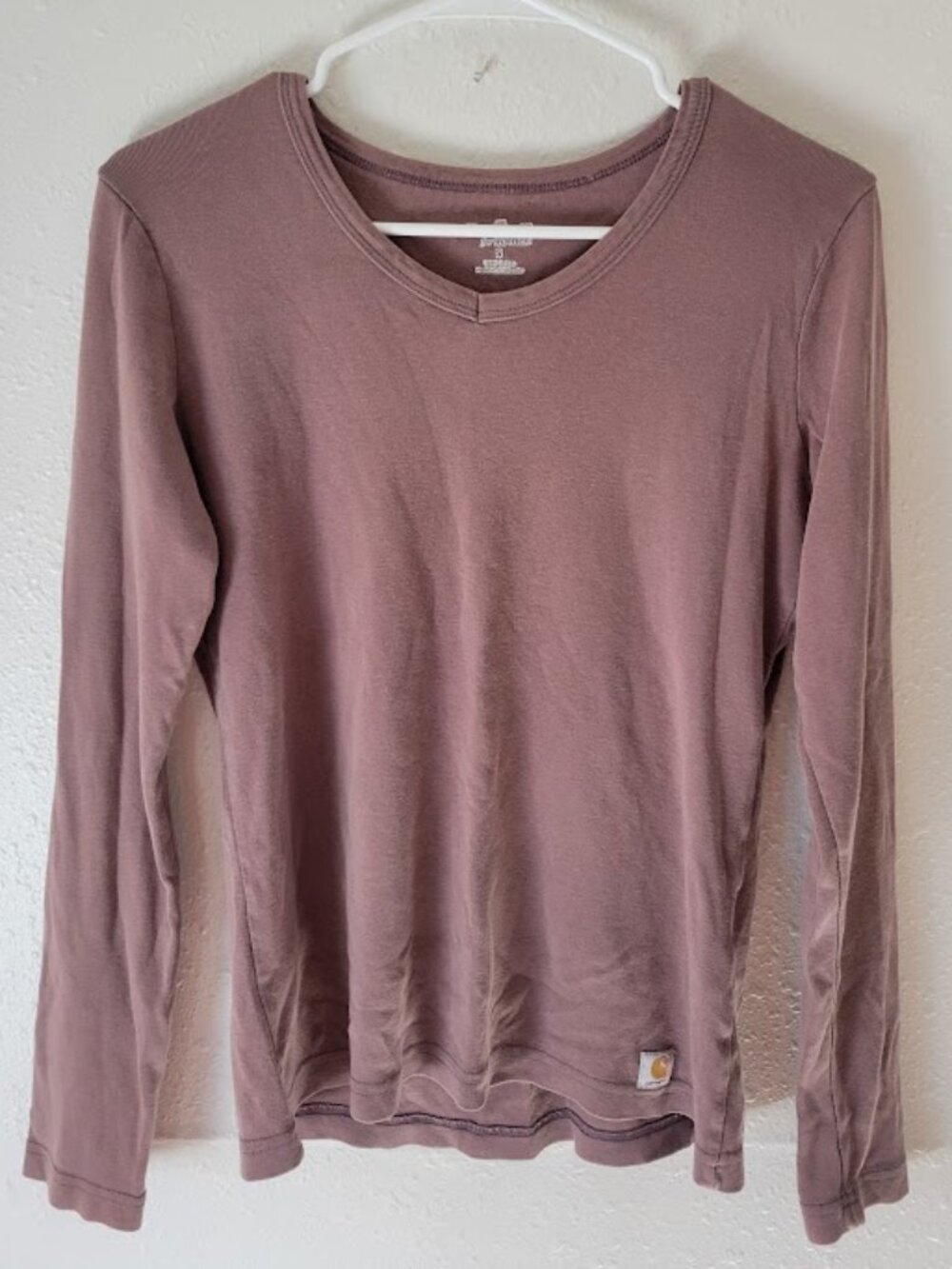Carhartt for Women Long Sleeve V-Neck T-Shirt Women's Small Brown